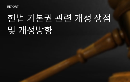 헌법 기본권 관련 개정 쟁점 및 개정방향