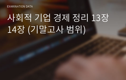 사회적 기업 경제 정리 13장 14장 (기말고사 범위)