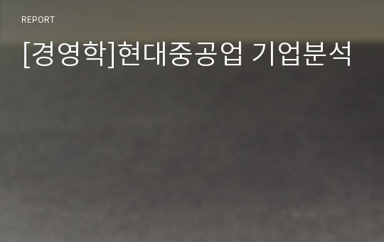 [경영학]현대중공업 기업분석