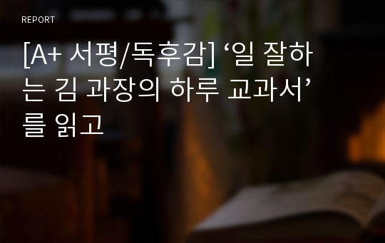 [A+ 서평/독후감] ‘일 잘하는 김 과장의 하루 교과서’를 읽고