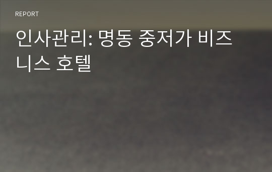 인사관리: 명동 중저가 비즈니스 호텔