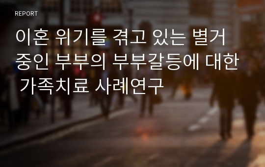 이혼 위기를 겪고 있는 별거중인 부부의 부부갈등에 대한 가족치료 사례연구