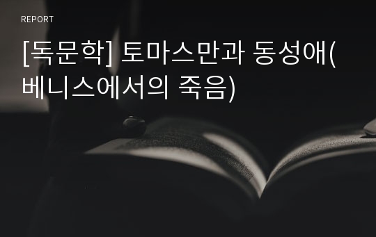 [독문학] 토마스만과 동성애(베니스에서의 죽음)