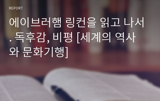 에이브러햄 링컨을 읽고 나서. 독후감, 비평 [세계의 역사와 문화기행]