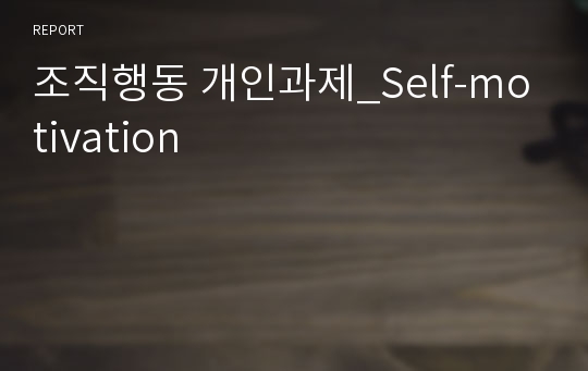 조직행동 개인과제_Self-motivation