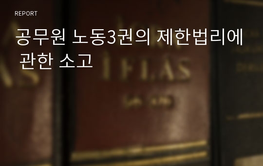 공무원 노동3권의 제한법리에 관한 소고