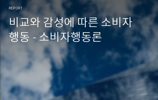 비교와 감성에 따른 소비자 행동 - 소비자행동론