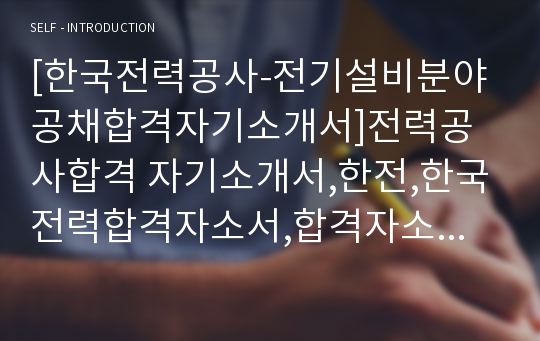 [한국전력공사-전기설비분야공채합격자기소개서]전력공사합격 자기소개서,한전,한국전력합격자소서,합격자소서,합격예문