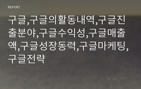 구글,구글의활동내역,구글진출분야,구글수익성,구글매출액,구글성장동력,구글마케팅,구글전략