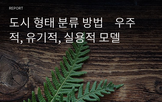 도시 형태 분류 방법   우주적, 유기적, 실용적 모델