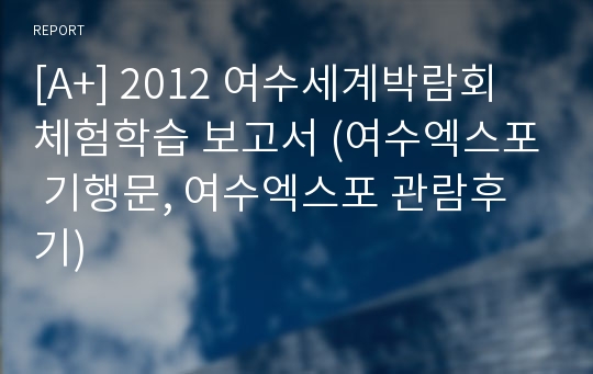 [A+] 2012 여수세계박람회 체험학습 보고서 (여수엑스포 기행문, 여수엑스포 관람후기)