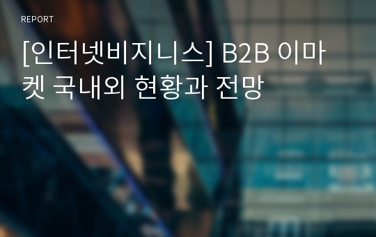 [인터넷비지니스] B2B 이마켓 국내외 현황과 전망