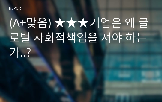 (A+맞음) ★★★기업은 왜 글로벌 사회적책임을 져야 하는가..?