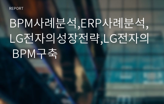 BPM사례분석,ERP사례분석,LG전자의성장전략,LG전자의 BPM구축