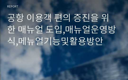 공항 이용객 편의 증진을 위한 매뉴얼 도입,매뉴얼운영방식,메뉴얼기능및활용방안