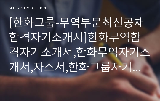 [한화그룹-무역부문최신공채합격자기소개서]한화무역합격자기소개서,한화무역자기소개서,자소서,한화그룹자기소개서,한화자소서,입사지원서