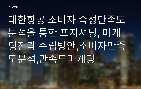 대한항공 소비자 속성만족도 분석을 통한 포지셔닝, 마케팅전략 수립방안,소비자만족도분석,만족도마케팅