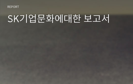 SK기업문화에대한 보고서