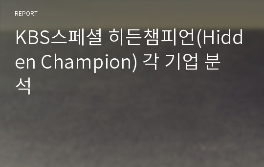 KBS스페셜 히든챔피언(Hidden Champion) 각 기업 분석