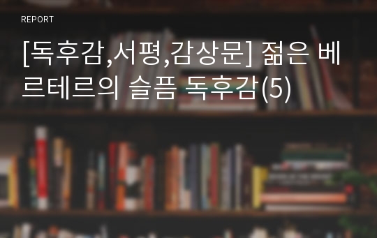 [독후감,서평,감상문] 젊은 베르테르의 슬픔 독후감(5)