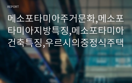 메소포타미아주거문화,메소포타미아지방특징,메소포타미아건축특징,우르시의중정식주택