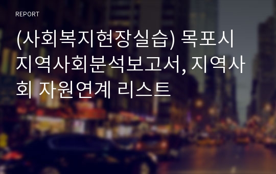 (사회복지현장실습) 목포시 지역사회분석보고서, 지역사회 자원연계 리스트