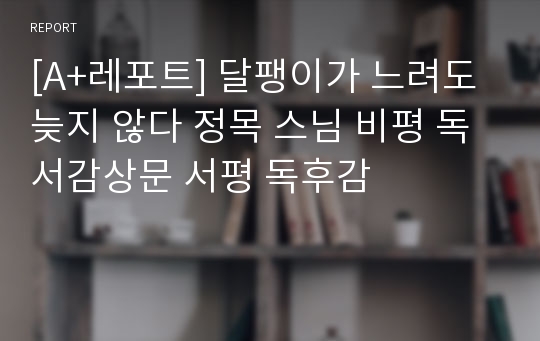 [A+레포트] 달팽이가 느려도 늦지 않다 정목 스님 비평 독서감상문 서평 독후감