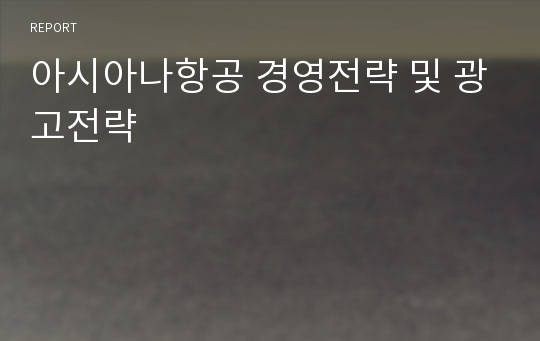 아시아나항공 경영전략 및 광고전략