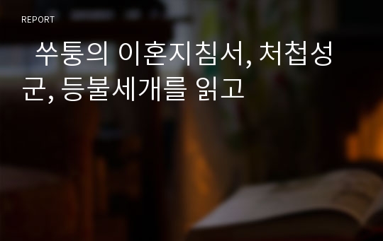   쑤퉁의 이혼지침서, 처첩성군, 등불세개를 읽고