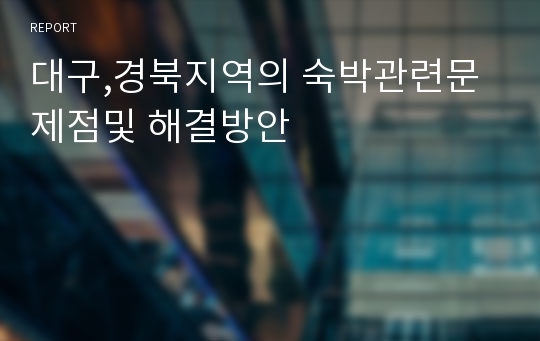 대구,경북지역의 숙박관련문제점및 해결방안