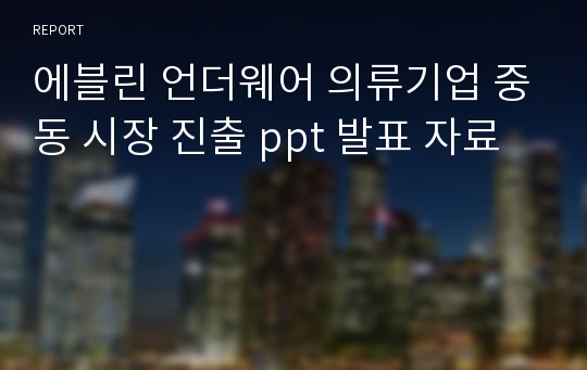 에블린 언더웨어 의류기업 중동 시장 진출 ppt 발표 자료