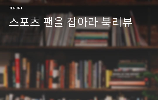 스포츠 팬을 잡아라 북리뷰