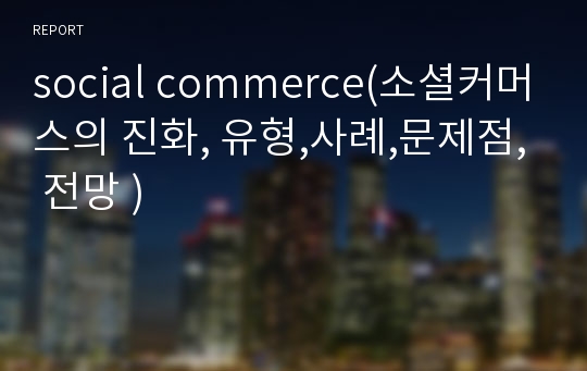 social commerce(소셜커머스의 진화, 유형,사례,문제점, 전망 )