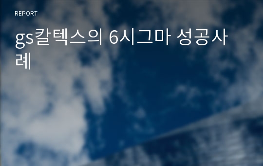 gs칼텍스의 6시그마 성공사례