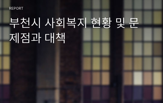 부천시 사회복지 현황 및 문제점과 대책