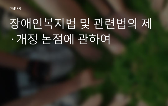 장애인복지법 및 관련법의 제·개정 논점에 관하여