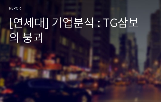 [연세대] 기업분석 : TG삼보의 붕괴