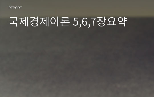 국제경제이론 5,6,7장요약