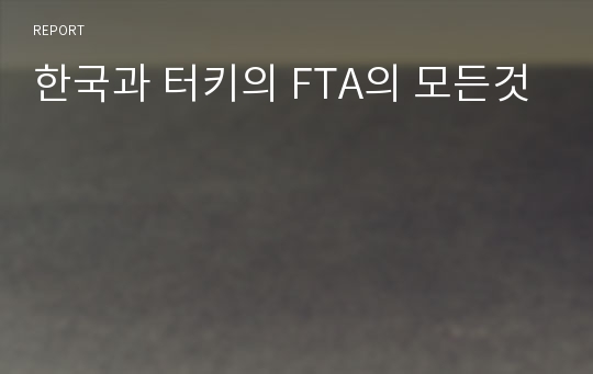 한국과 터키의 FTA의 모든것