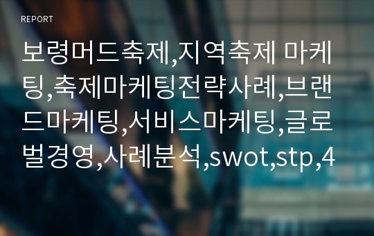 보령머드축제,지역축제 마케팅,축제마케팅전략사례,브랜드마케팅,서비스마케팅,글로벌경영,사례분석,swot,stp,4p