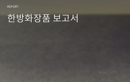 한방화장품 보고서