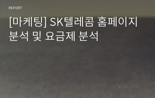 [마케팅] SK텔레콤 홈페이지 분석 및 요금제 분석