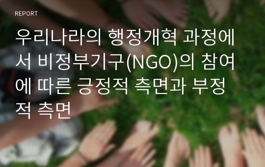 우리나라의 행정개혁 과정에서 비정부기구(NGO)의 참여에 따른 긍정적 측면과 부정적 측면