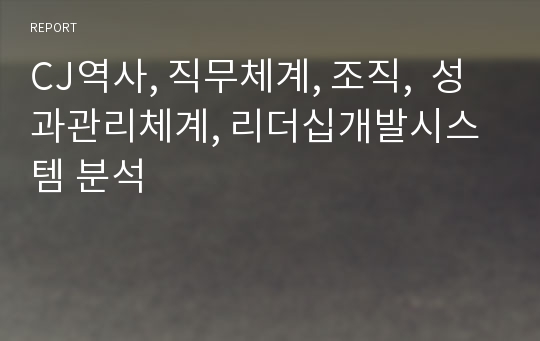 CJ역사, 직무체계, 조직,  성과관리체계, 리더십개발시스템 분석