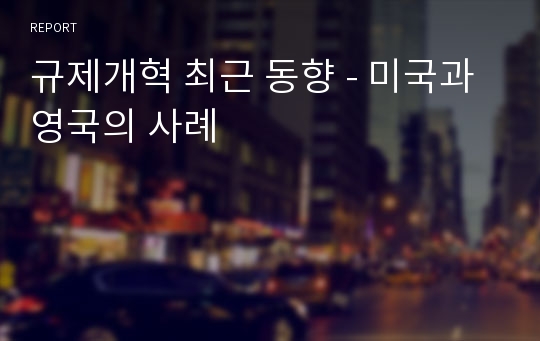 규제개혁 최근 동향 - 미국과 영국의 사례