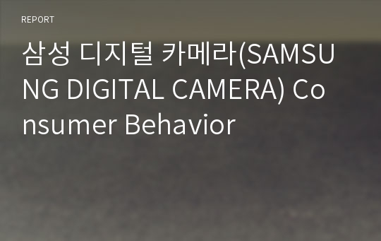 삼성 디지털 카메라(SAMSUNG DIGITAL CAMERA) Consumer Behavior