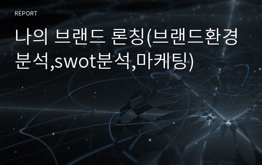 나의 브랜드 론칭(브랜드환경분석,swot분석,마케팅)