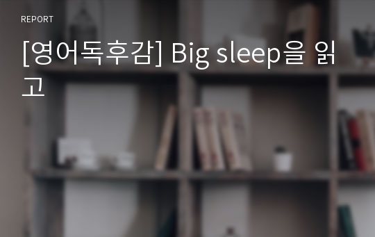 [영어독후감] Big sleep을 읽고