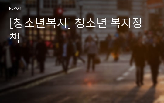 [청소년복지] 청소년 복지정책