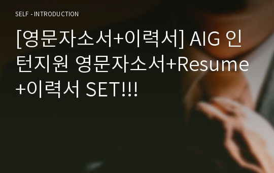 [영문자소서+이력서] AIG 인턴지원 영문자소서+Resume+이력서 SET!!!